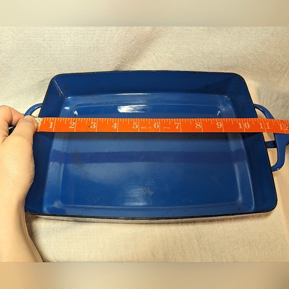 VTG Dansk Kobenstyle Small Rectangle Blue Enamel Bakeware Casserole Pan MCM - Picture 8 of 12